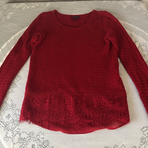 Women's Lucky Brand bright red sweater with chevron pattern knit. Size medium - Picture 15 of 16
